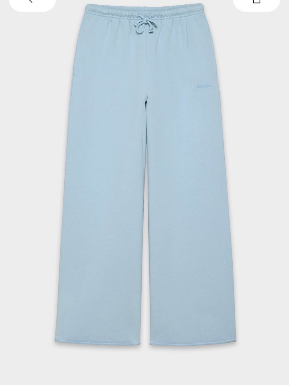 Aritzia Pale Blue Wide-Leg Drawstring Sweatpants